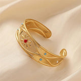 Vintage Oil Flower Silver Bracelet for Women