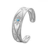 Vintage Oil Flower Silver Bracelet for Women