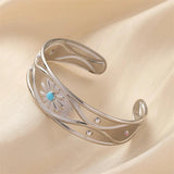 Vintage Oil Flower Silver Bracelet for Women