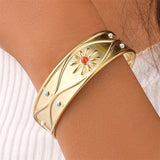 Vintage Oil Flower Silver Bracelet for Women