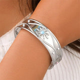 Vintage Oil Flower Silver Bracelet for Women