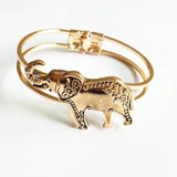 Greek Sorority Crystal Letter Elephant Charms Adjustable Open Bangle