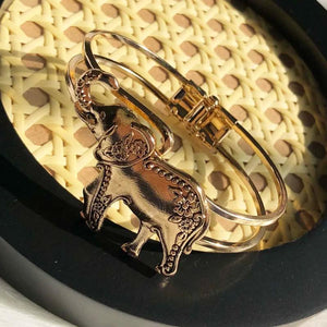 Greek Sorority Crystal Letter Elephant Charms Adjustable Open Bangle