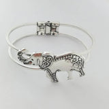 Greek Sorority Crystal Letter Elephant Charms Adjustable Open Bangle