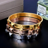 Stainless Steel Big Rivet Bangle Bracelet Men Women Wedding Party