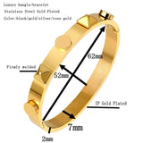 Stainless Steel Big Rivet Bangle Bracelet Men Women Wedding Party