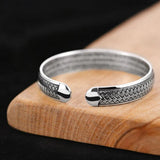 Thai Silver Wave Pattern Cuff Bracelets for Men