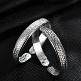 Thai Silver Wave Pattern Cuff Bracelets for Men