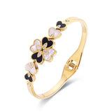 Flower Charm Open Cuff Bangle Stainless Steel Wedding Gift