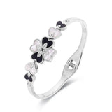 Flower Charm Open Cuff Bangle Stainless Steel Wedding Gift