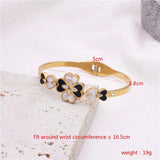 Flower Charm Open Cuff Bangle Stainless Steel Wedding Gift