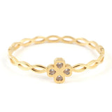 Stainless Steel Four-leaf Clover Bangle CZ Crystal Bracelet