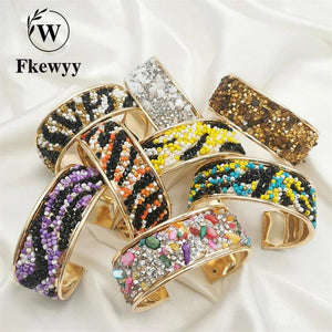 Colorful Round Cuff Bracelet Punk Rhinestone Jewelry