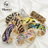 Colorful Round Cuff Bracelet Punk Rhinestone Jewelry