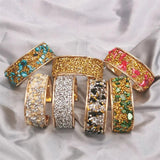Colorful Round Cuff Bracelet Punk Rhinestone Jewelry