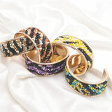 Colorful Round Cuff Bracelet Punk Rhinestone Jewelry