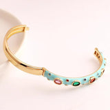 Colorful Enamel Rainbow Cuff Bracelet with CZ Bangle