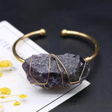 Natural Amethysts and Clear Quartzs Open Bracelet for Women