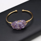 Natural Amethysts and Clear Quartzs Open Bracelet for Women