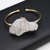 Natural Amethysts and Clear Quartzs Open Bracelet for Women
