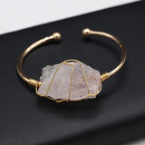 Natural Amethysts and Clear Quartzs Open Bracelet for Women