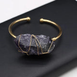 Natural Amethysts and Clear Quartzs Open Bracelet for Women