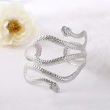 Golden Punk Double Head Snake Cuff Bracelet Metal Carving Exaggerated Goth