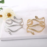 Golden Punk Double Head Snake Cuff Bracelet Metal Carving Exaggerated Goth