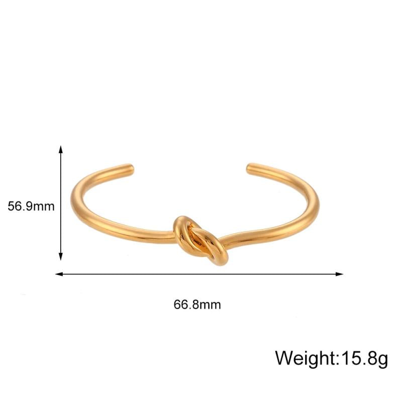 18K Plated Knot Cuff Bangle Bracelet Stainless Steel Waterproof Jewelry