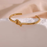 18K Plated Knot Cuff Bangle Bracelet Stainless Steel Waterproof Jewelry