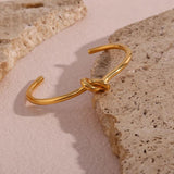 18K Plated Knot Cuff Bangle Bracelet Stainless Steel Waterproof Jewelry