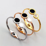 Black/White Shell Bangle Roman Numerals Bracelet Love Cuff Bangle