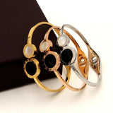 Black/White Shell Bangle Roman Numerals Bracelet Love Cuff Bangle