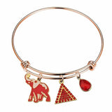 Red Beads Bracelet with Triangle Pendant Charm