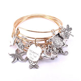 Marine Life Charm Bracelet Set, Dolphin Turtle Starfish Jewelry