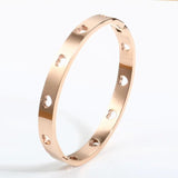 Heart Hollow Bangle Bracelet Womens Plating Cuff Golden Band