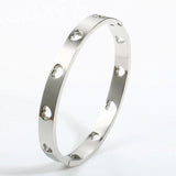 Heart Hollow Bangle Bracelet Womens Plating Cuff Golden Band