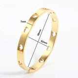 Heart Hollow Bangle Bracelet Womens Plating Cuff Golden Band