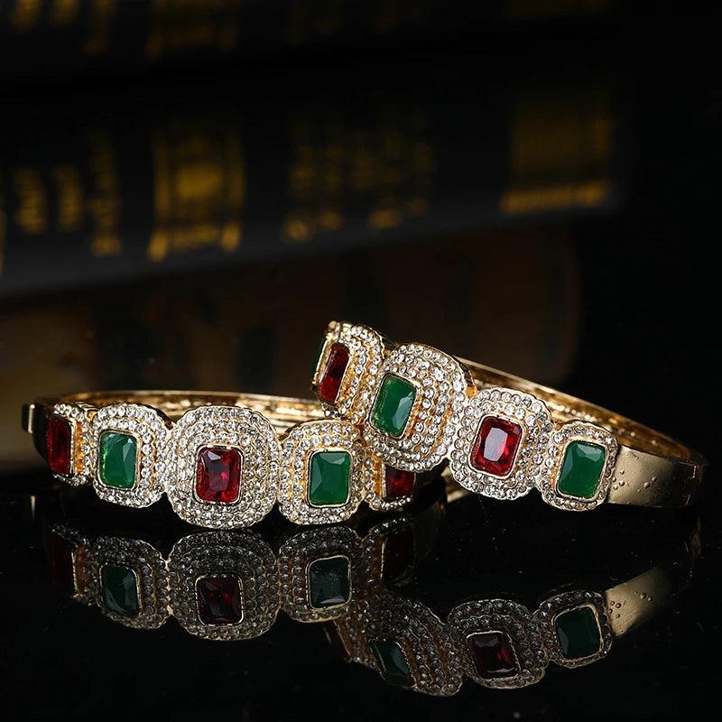 Arabic-Style Colored Rhinestone Bracelet For Bridal Wedding