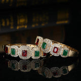 Arabic-Style Colored Rhinestone Bracelet For Bridal Wedding