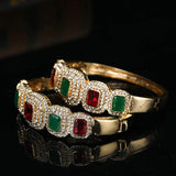 Arabic-Style Colored Rhinestone Bracelet For Bridal Wedding