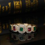 Arabic-Style Colored Rhinestone Bracelet For Bridal Wedding