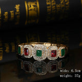 Arabic-Style Colored Rhinestone Bracelet For Bridal Wedding