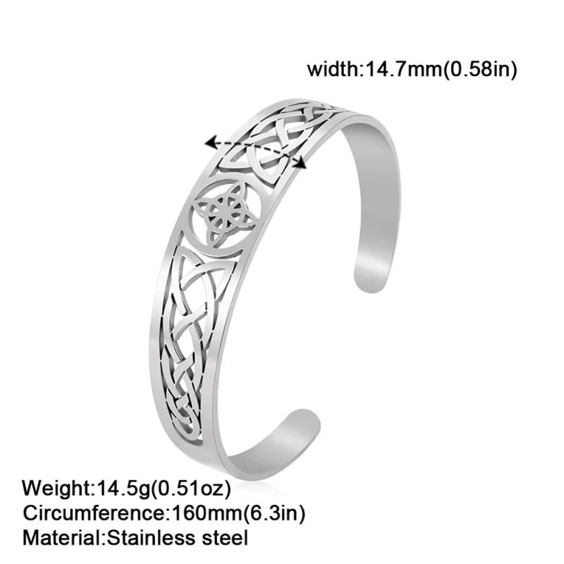 Shape Witch Knot Stainless Steel Bracelet Celtic Wiccan Bangle Talisman