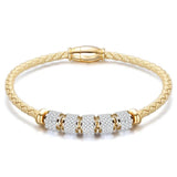 Silver Leather Rope Stainless Steel Bracelet for Women