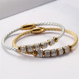 Silver Leather Rope Stainless Steel Bracelet for Women