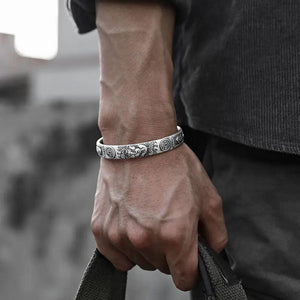 Vintage Silver Pixiu Wealth Charm Bangle Good Luck Jewelry