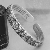 Vintage Silver Pixiu Wealth Charm Bangle Good Luck Jewelry