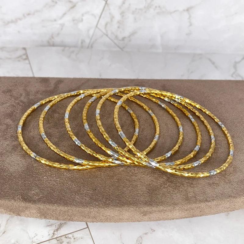 6pcs African Ethiopian Two-Tones Ball Bangle Bracelet