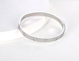 CZ Heart Bangle Plated Love Stainless Bracelet